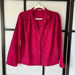 [M] Vintage Women’s Garnet Maroon Long Sleeve Button Down Blouse